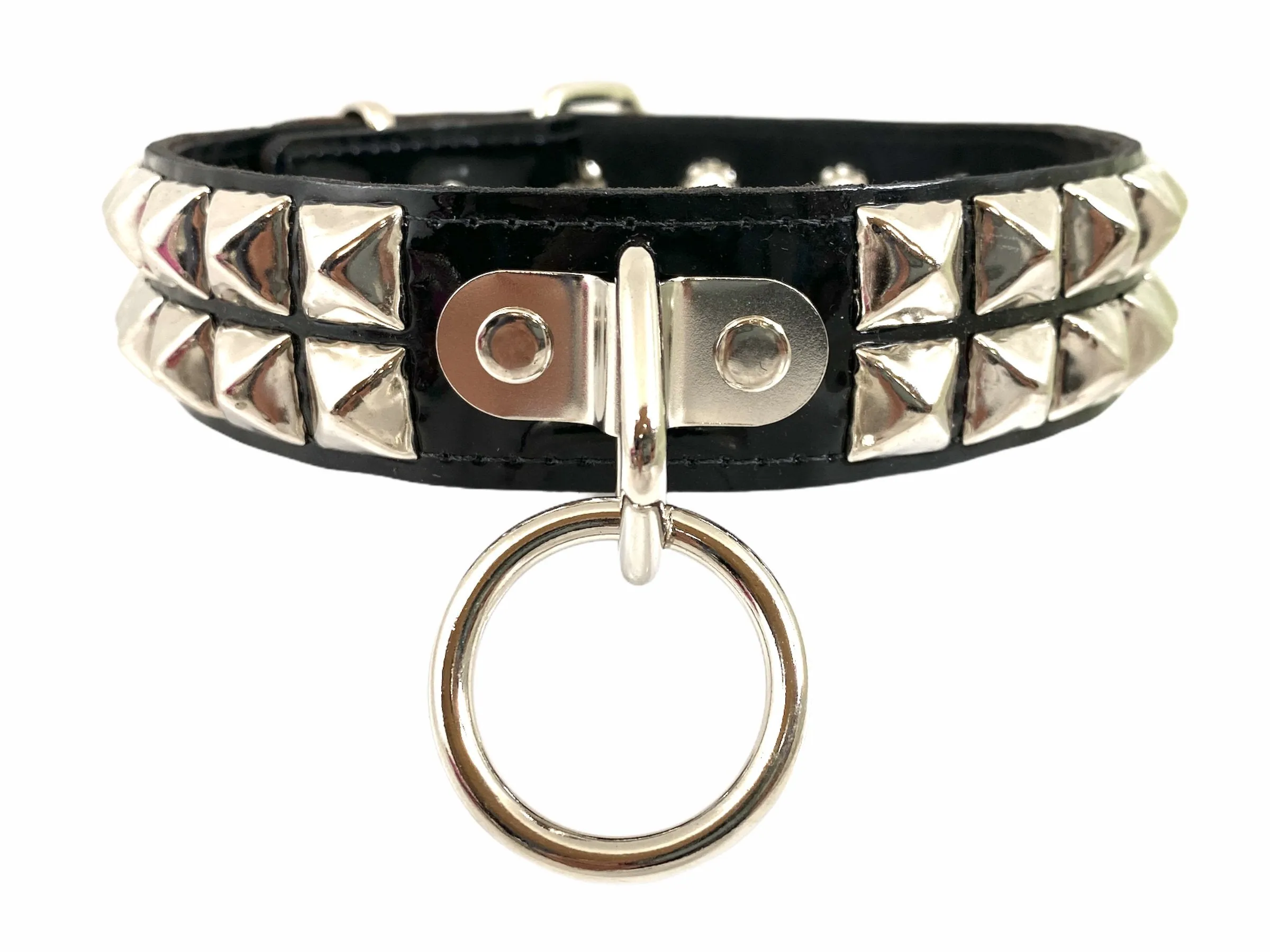 Patent Leather Studded Bondage Collar