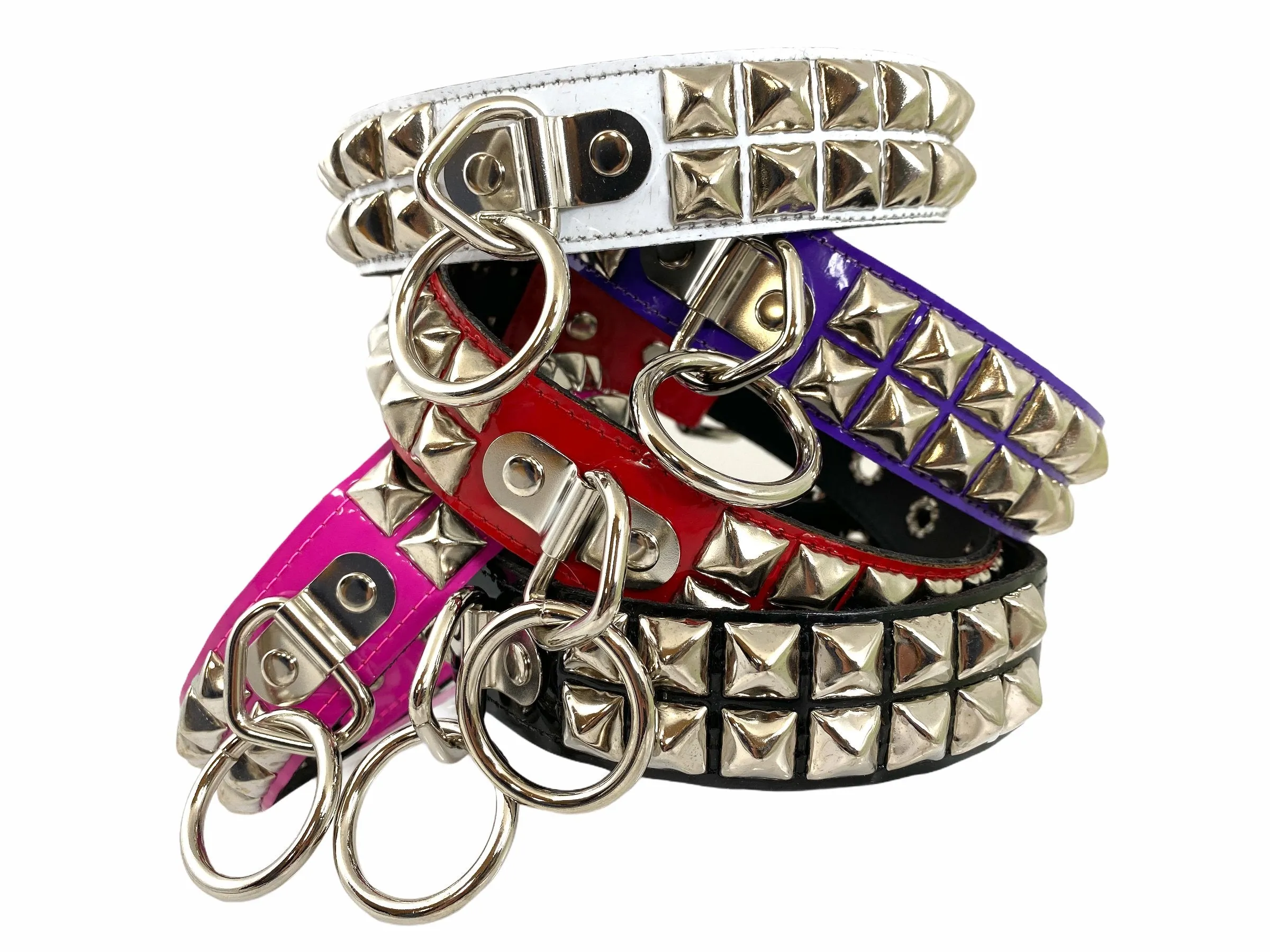 Patent Leather Studded Bondage Collar