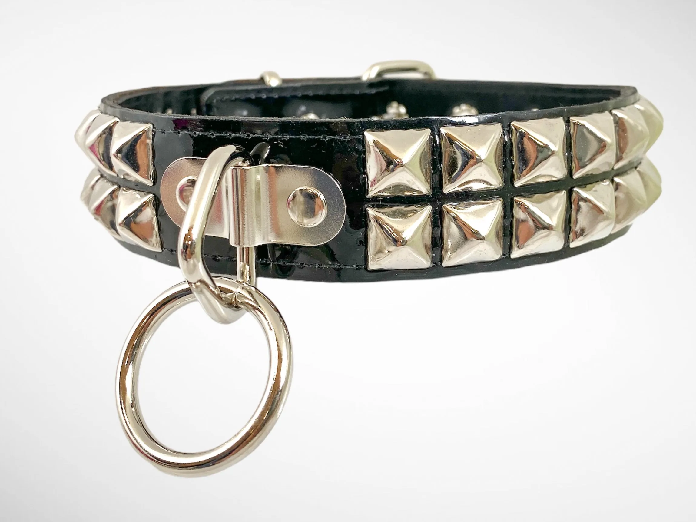 Patent Leather Studded Bondage Collar