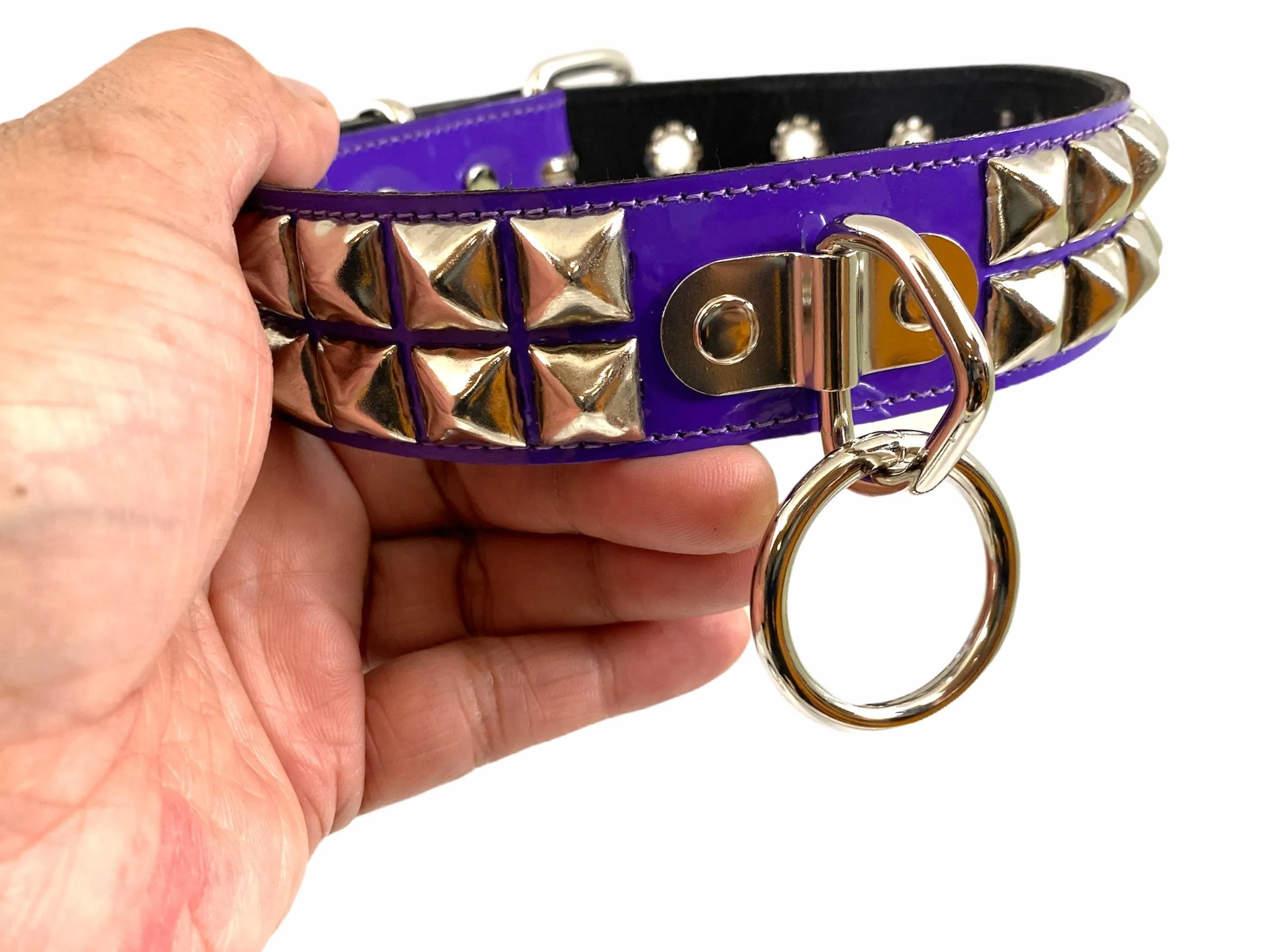 Patent Leather Studded Bondage Collar