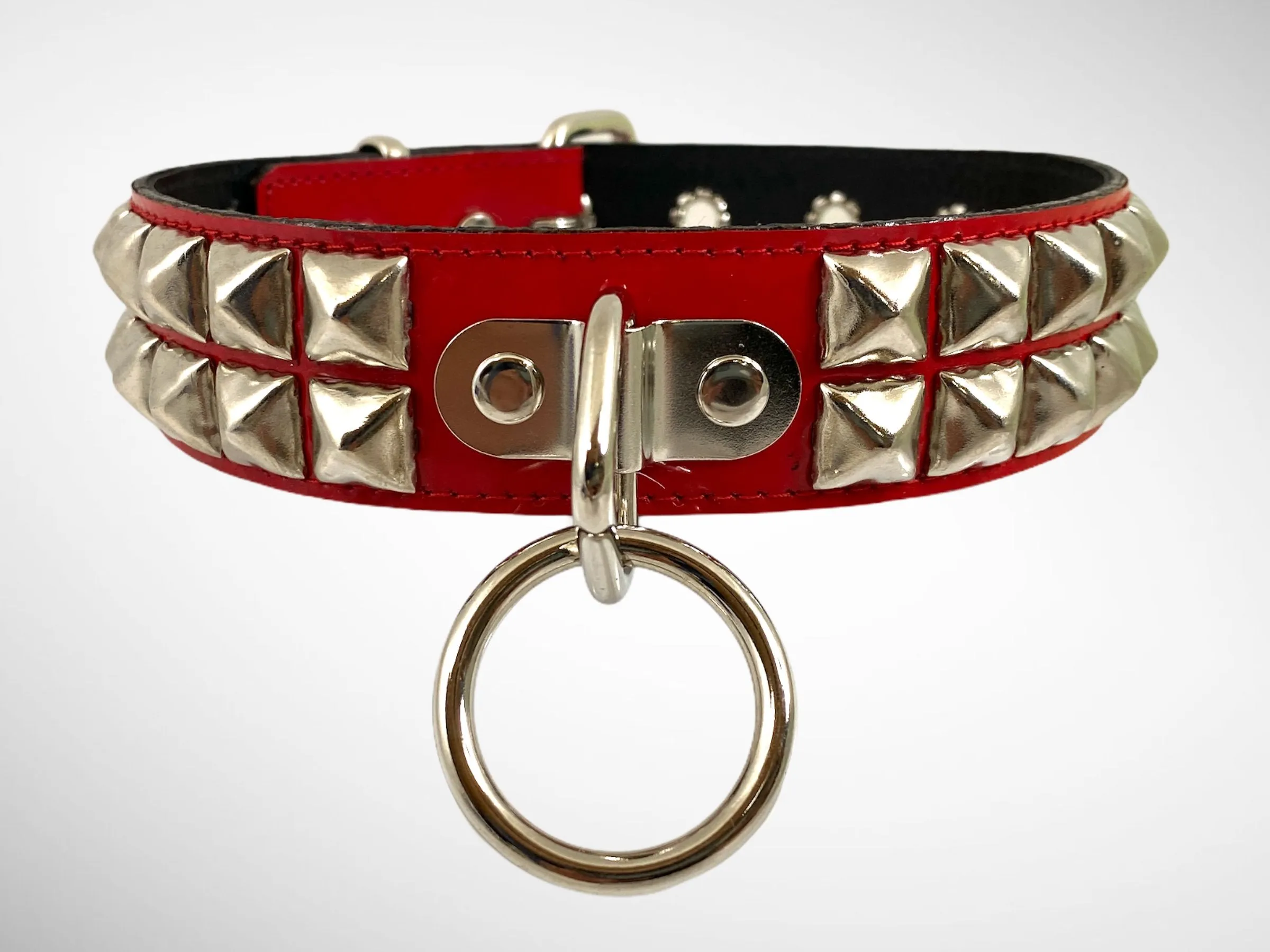 Patent Leather Studded Bondage Collar