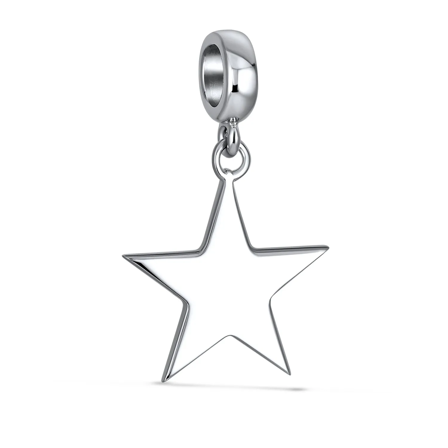 Patriotic Flag Star Dangle Charm Bead Sterling Silver for European Bracelet
