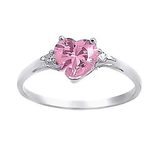 Patsy: 0.81ct Heart Cut Pink Sapphire Ice CZ Promise Friendship Ring