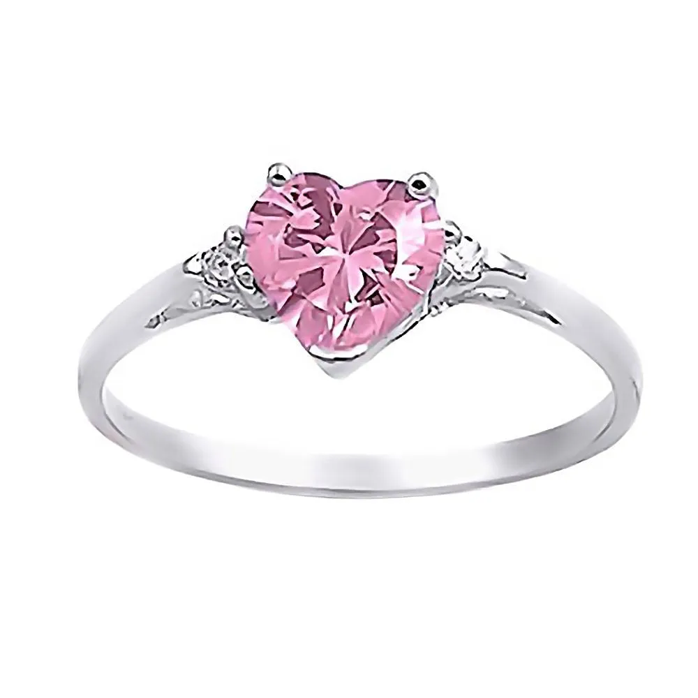 Patsy: 0.81ct Heart Cut Pink Sapphire Ice CZ Promise Friendship Ring