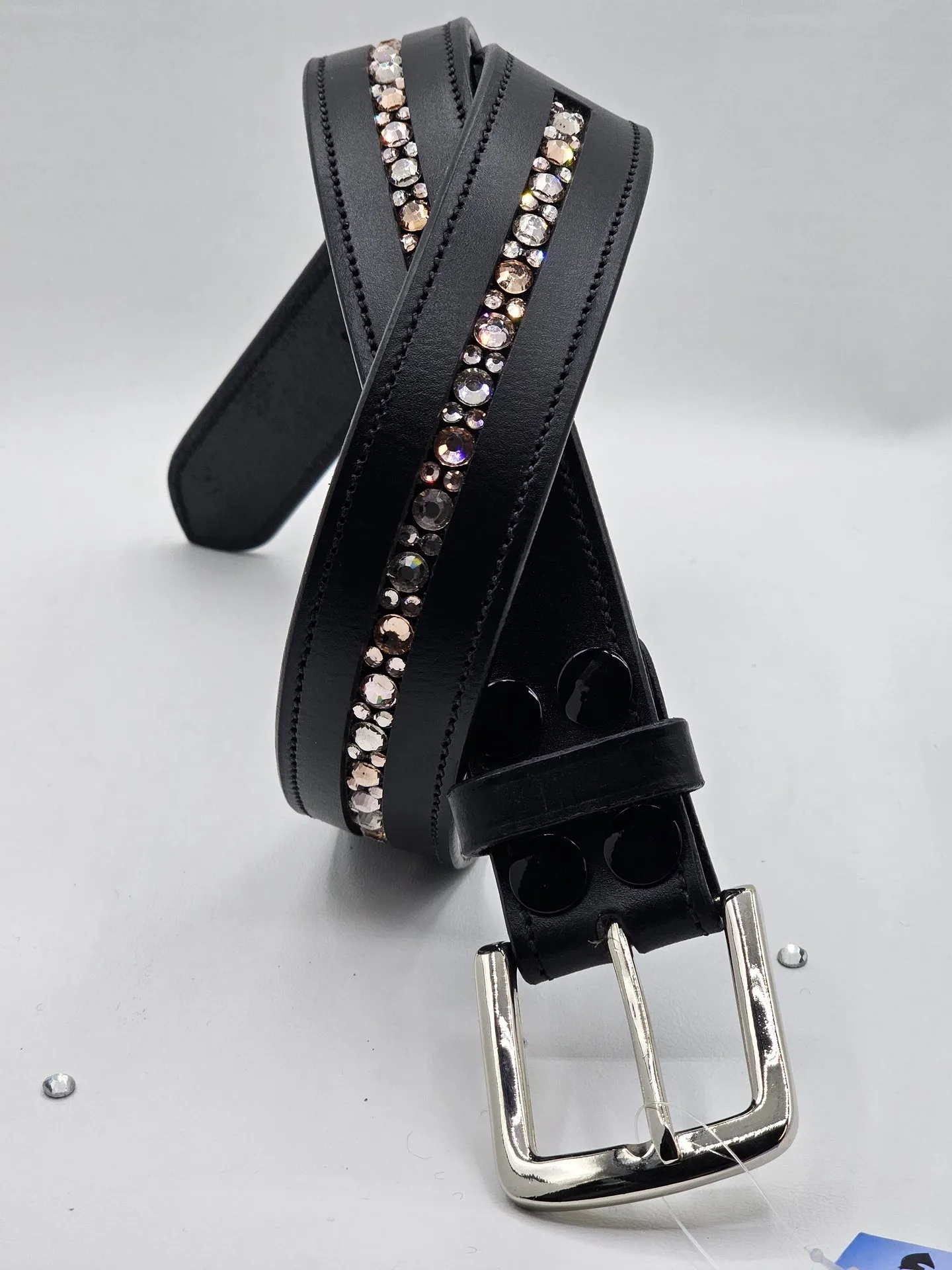 Peach, Gold Quartz, Lt. Gold Quartz Mix Leather Belt