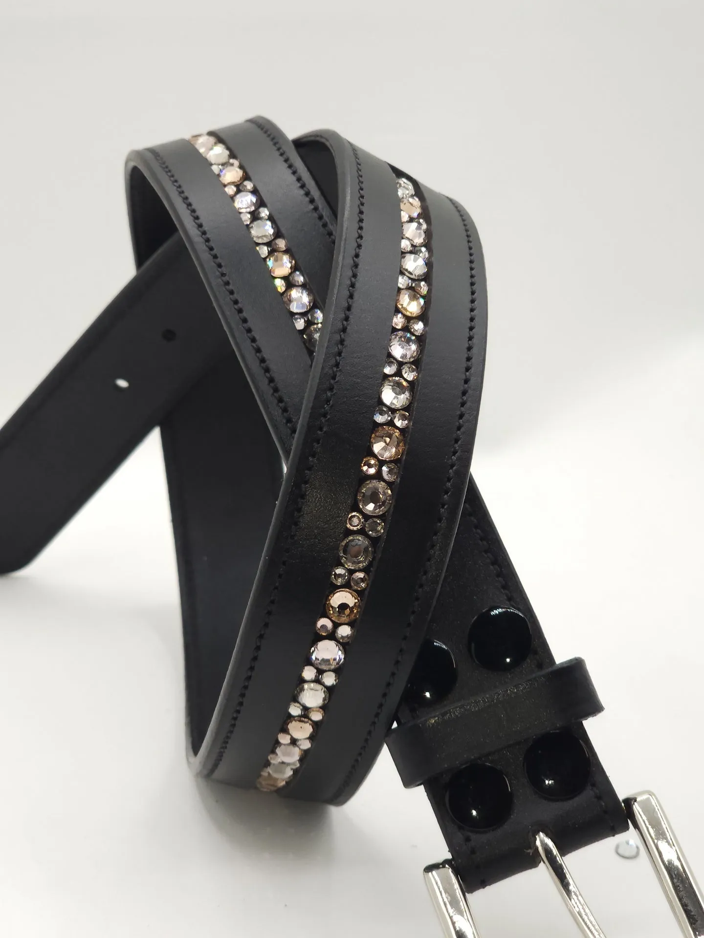 Peach, Gold Quartz, Lt. Gold Quartz Mix Leather Belt