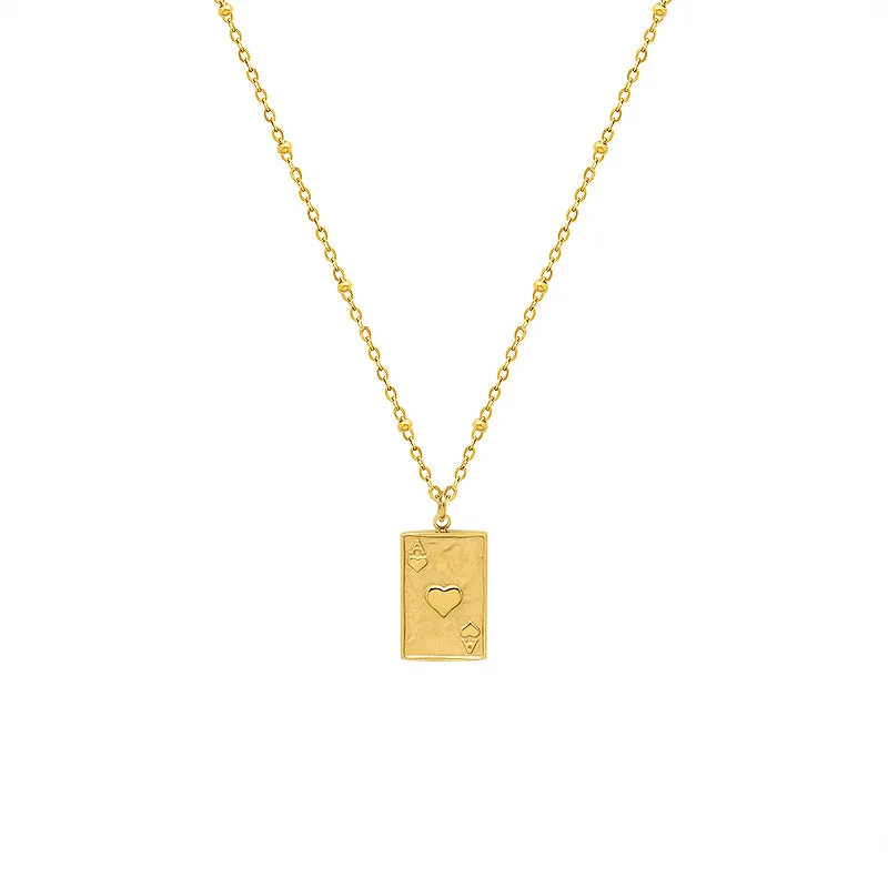 Peach Heart Love Pendant Necklace with Collarbone Chain - European and American Style
