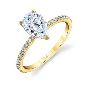 Pear Shaped Classic Engagement Ring - Maryam 14k Gold Yellow
