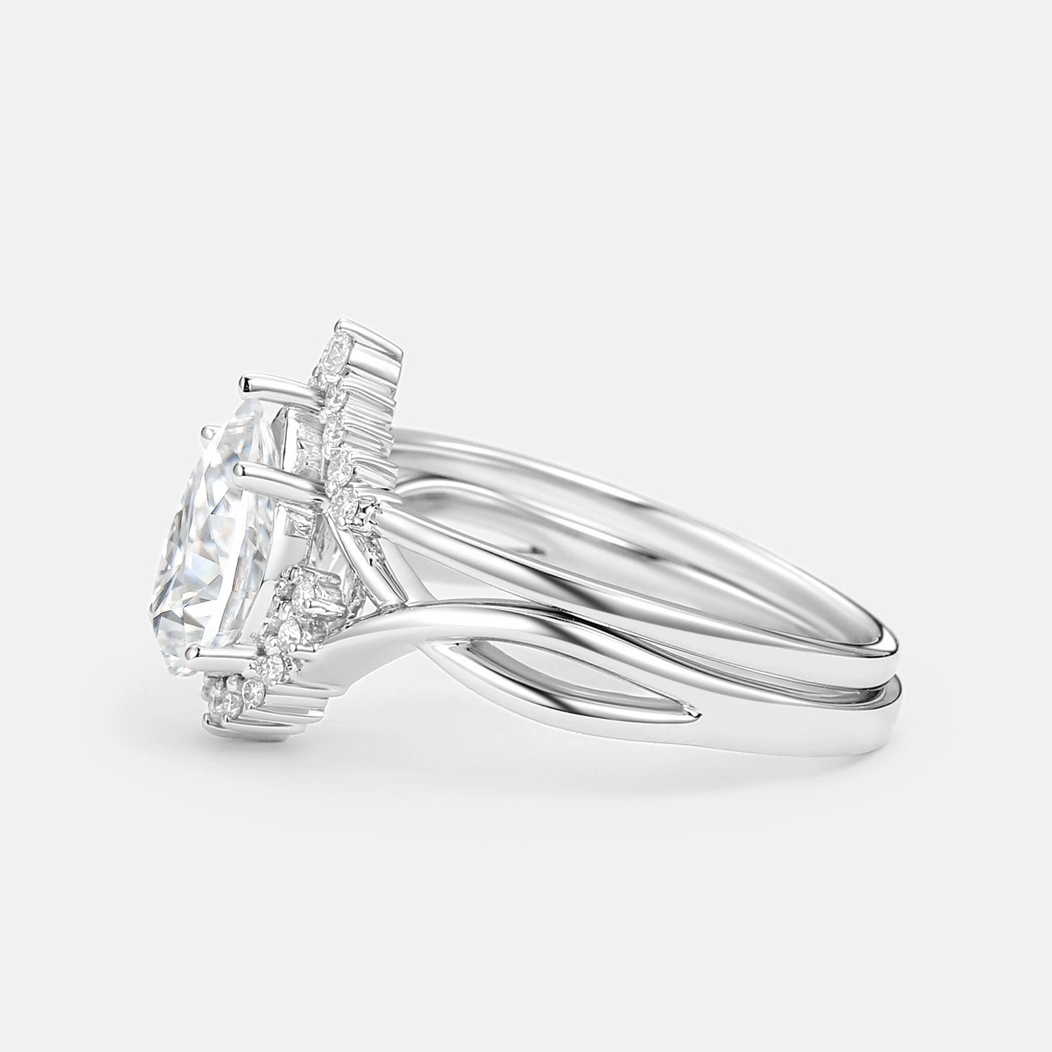 Timeless Shape Pear Cut Moissanite Infinity Engagement Ring Set 2pcs