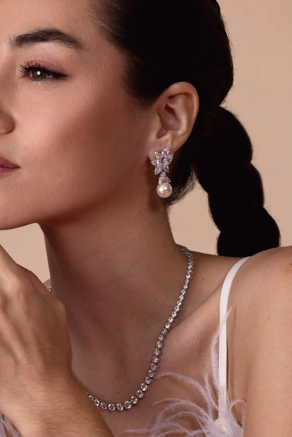 Pearl Drop Cluster Earrings