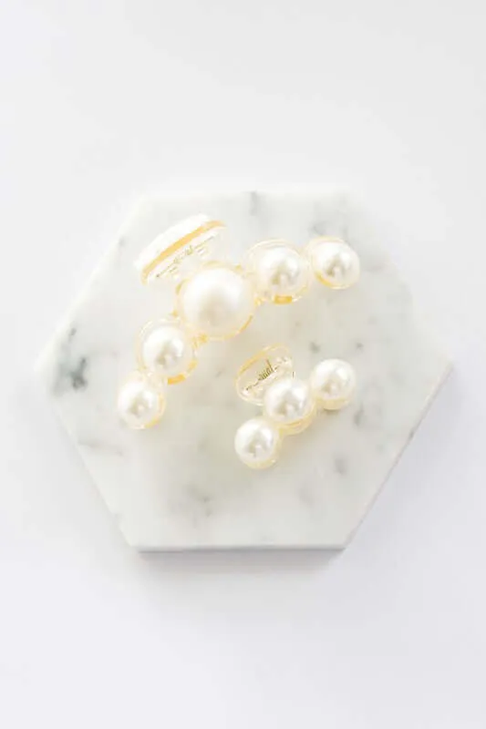 Pearl Hair Claw Clip Set - 2PK