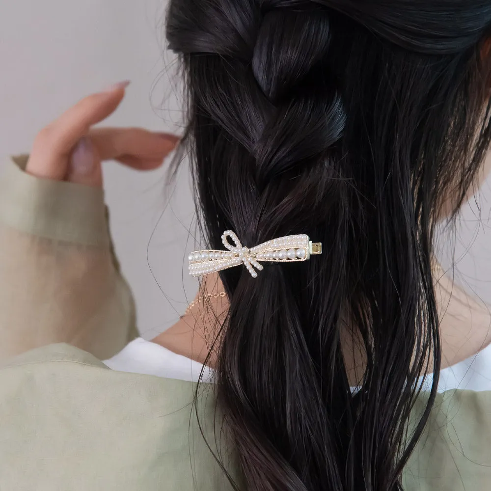 Pearl Pave Bow Pinch Clip