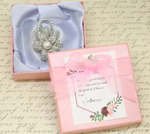 Pearl Rhinestone Brooch, bible message, Love message, Christian gift, Christian Jewelry, thank you,Trust in the LORD message