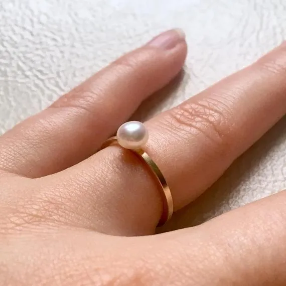 Pearl Solitaire Gold-filled Ring