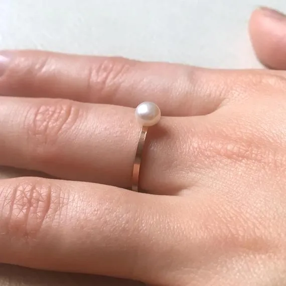Pearl Solitaire Gold-filled Ring