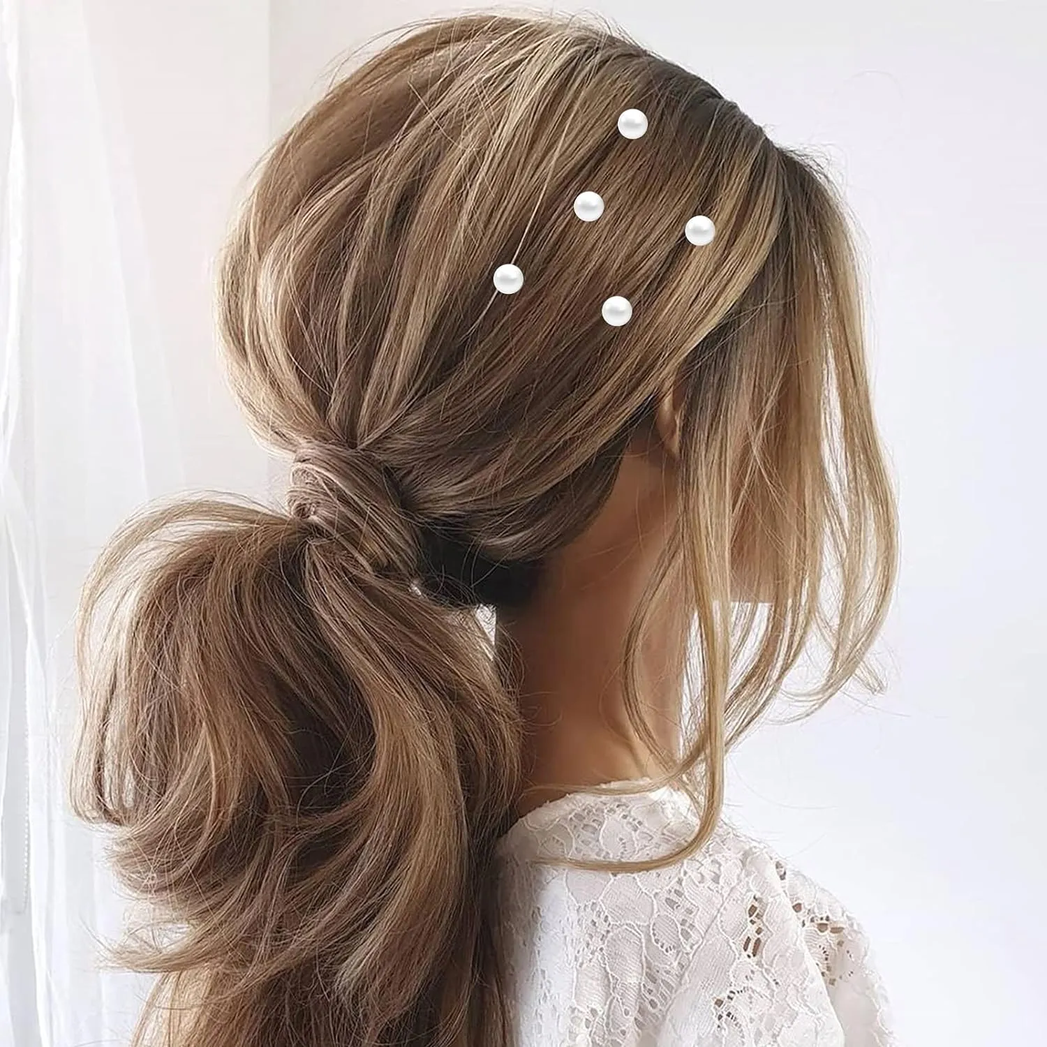 Pearl,Rhinestone Crystal Twisters Spiral Set Hair Pin Silver Coil for Wedding, Bridal, Prom, Party and Special Occasion with Clear Container (Pearl flower)