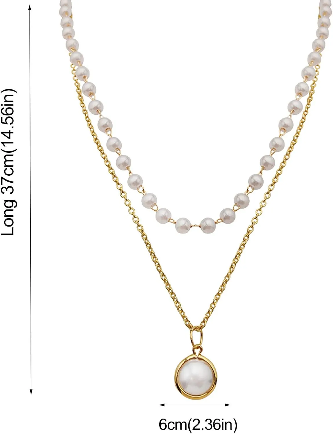Pearls Layered Pendant Necklaces for Women Dainty Clavicle Chain Anniversary Birthday Jewelry Gift