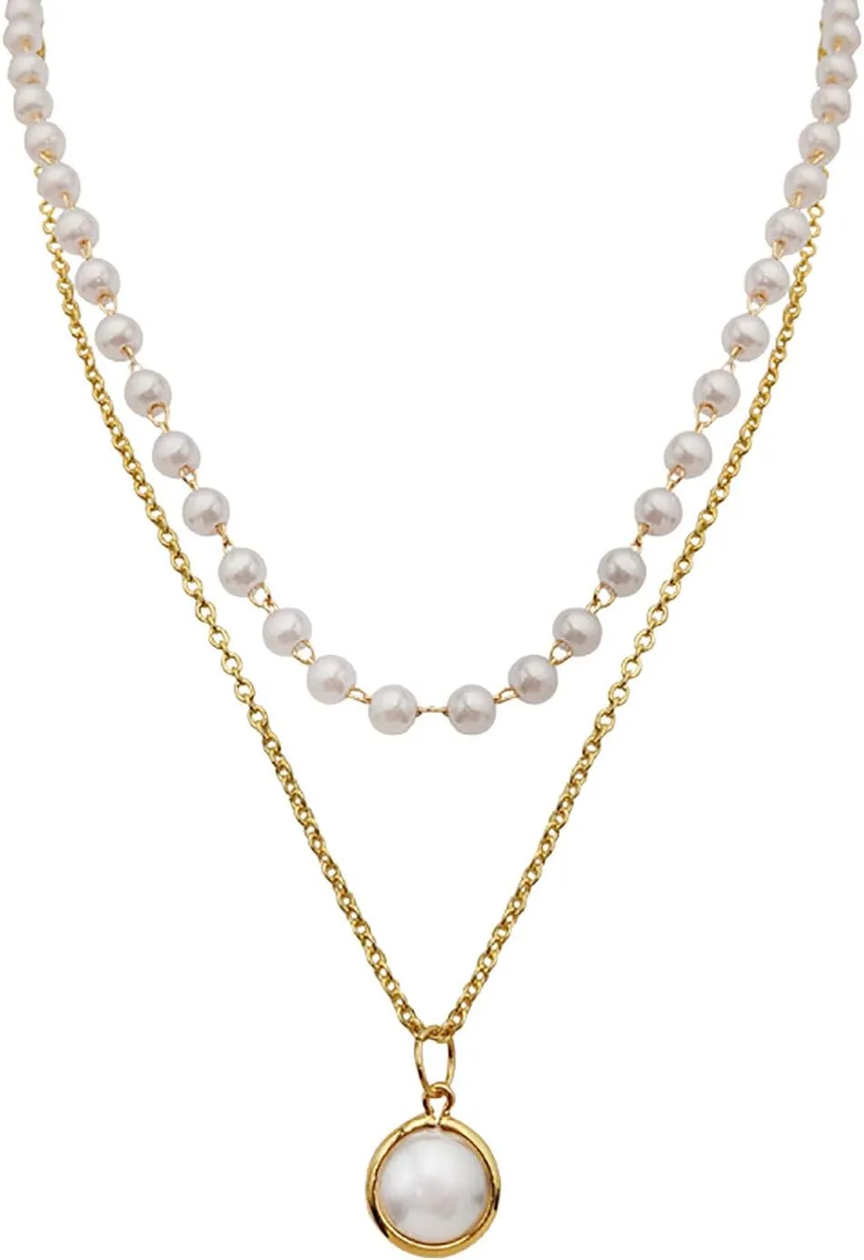 Pearls Layered Pendant Necklaces for Women Dainty Clavicle Chain Anniversary Birthday Jewelry Gift