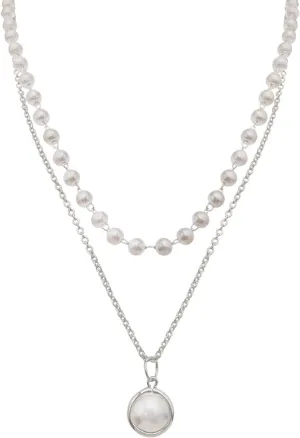 Pearls Layered Pendant Necklaces for Women Dainty Clavicle Chain Anniversary Birthday Jewelry Gift