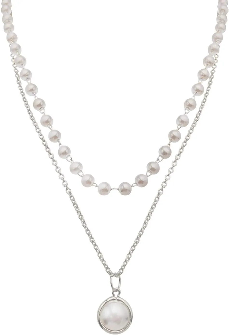 Pearls Layered Pendant Necklaces for Women Dainty Clavicle Chain Anniversary Birthday Jewelry Gift