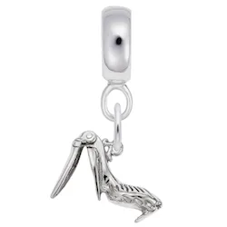 Pelican Charm Dangle Bead In Sterling Silver