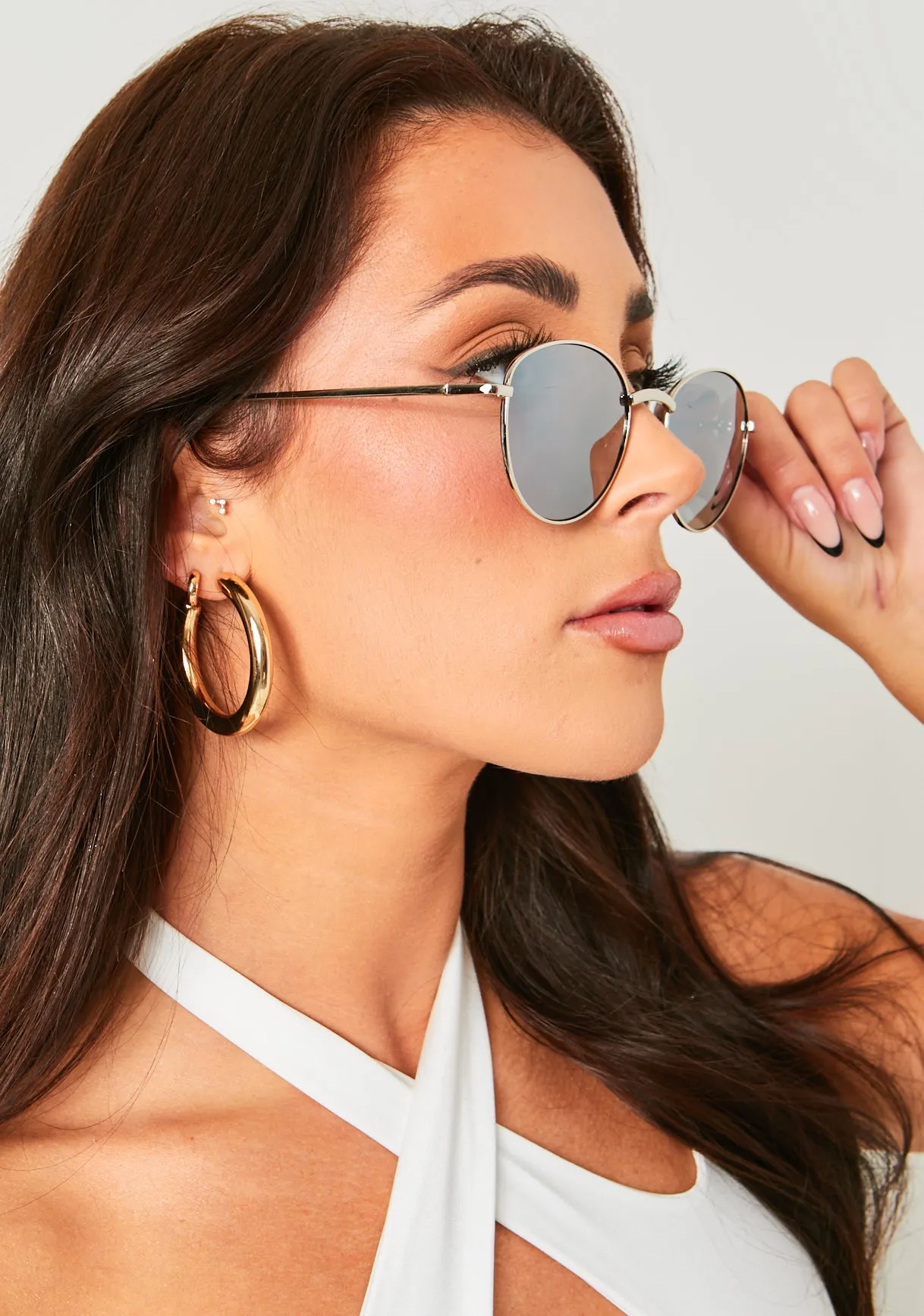 Penelope Black Classic Aviator Metal Frame Sunglasses