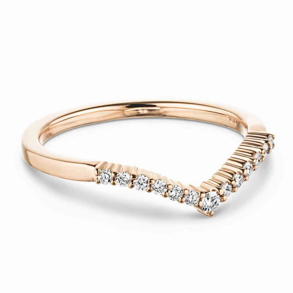 Modern Keepsake Ensemble Piece Penelope 1/8 ctw Round Lab Grown Diamond Chevron Curved Band