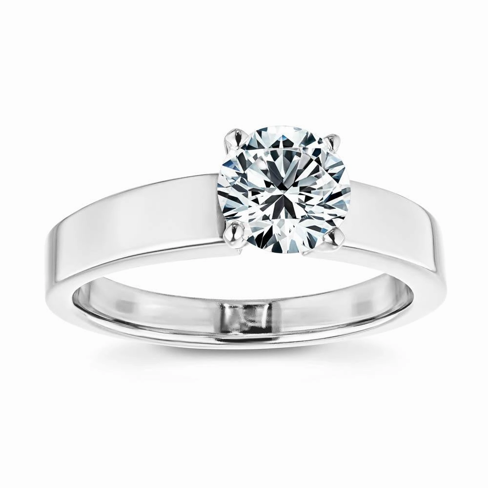 Penny Lab Grown Diamond Wide Band Solitaire Engagement Ring Classic Charm
