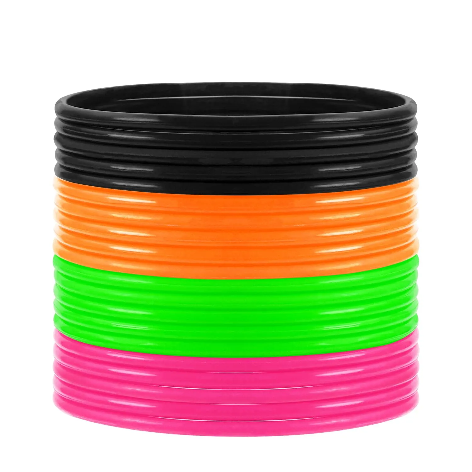 PENTA ANGEL Silicone Jelly Hair Tie Bracelet 20Pcs Retro Solid Neon 80s Style Costume Wrist Band Hair Elastics for Men Women Party Favors (Black Green Orange Rose Red)