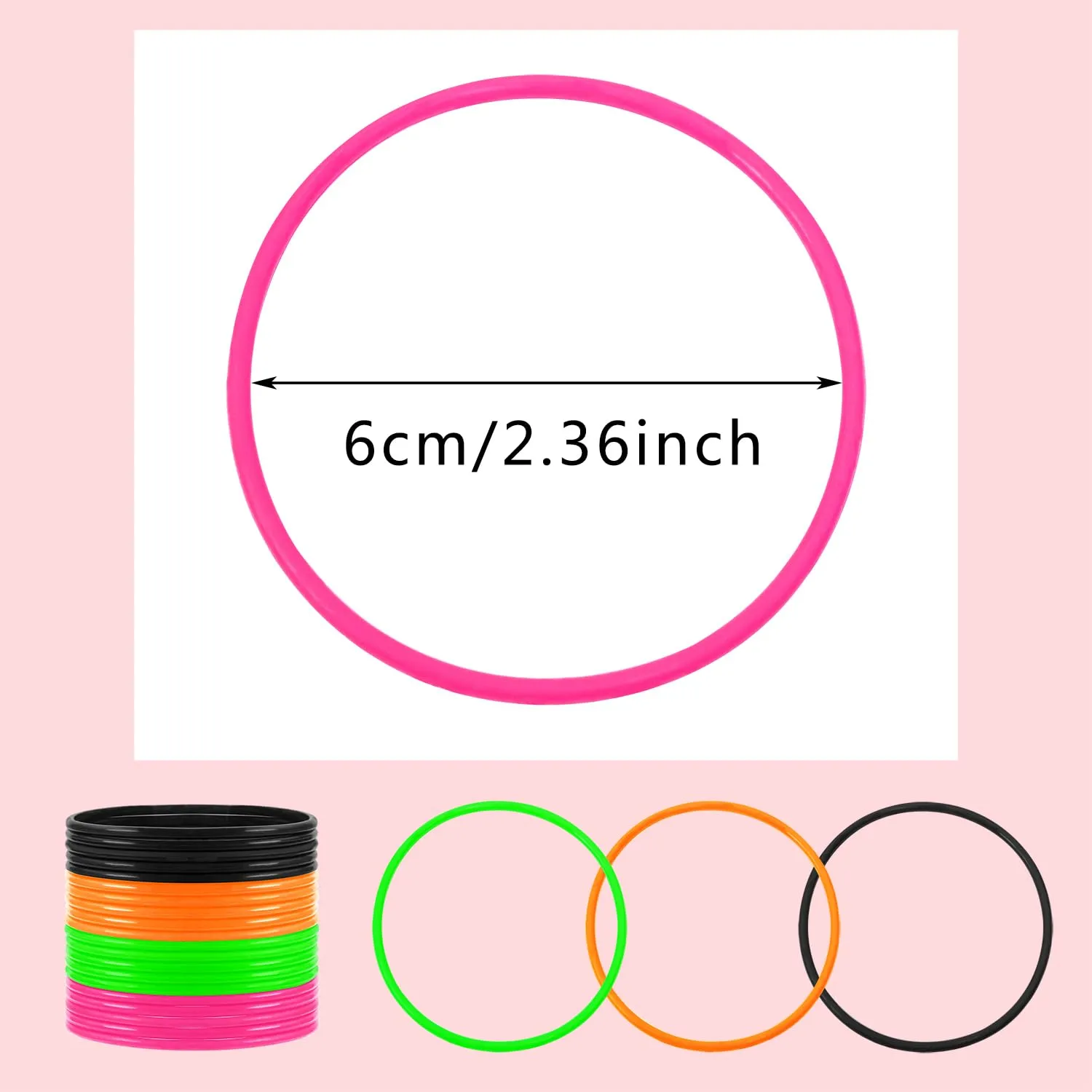 PENTA ANGEL Silicone Jelly Hair Tie Bracelet 20Pcs Retro Solid Neon 80s Style Costume Wrist Band Hair Elastics for Men Women Party Favors (Black Green Orange Rose Red)
