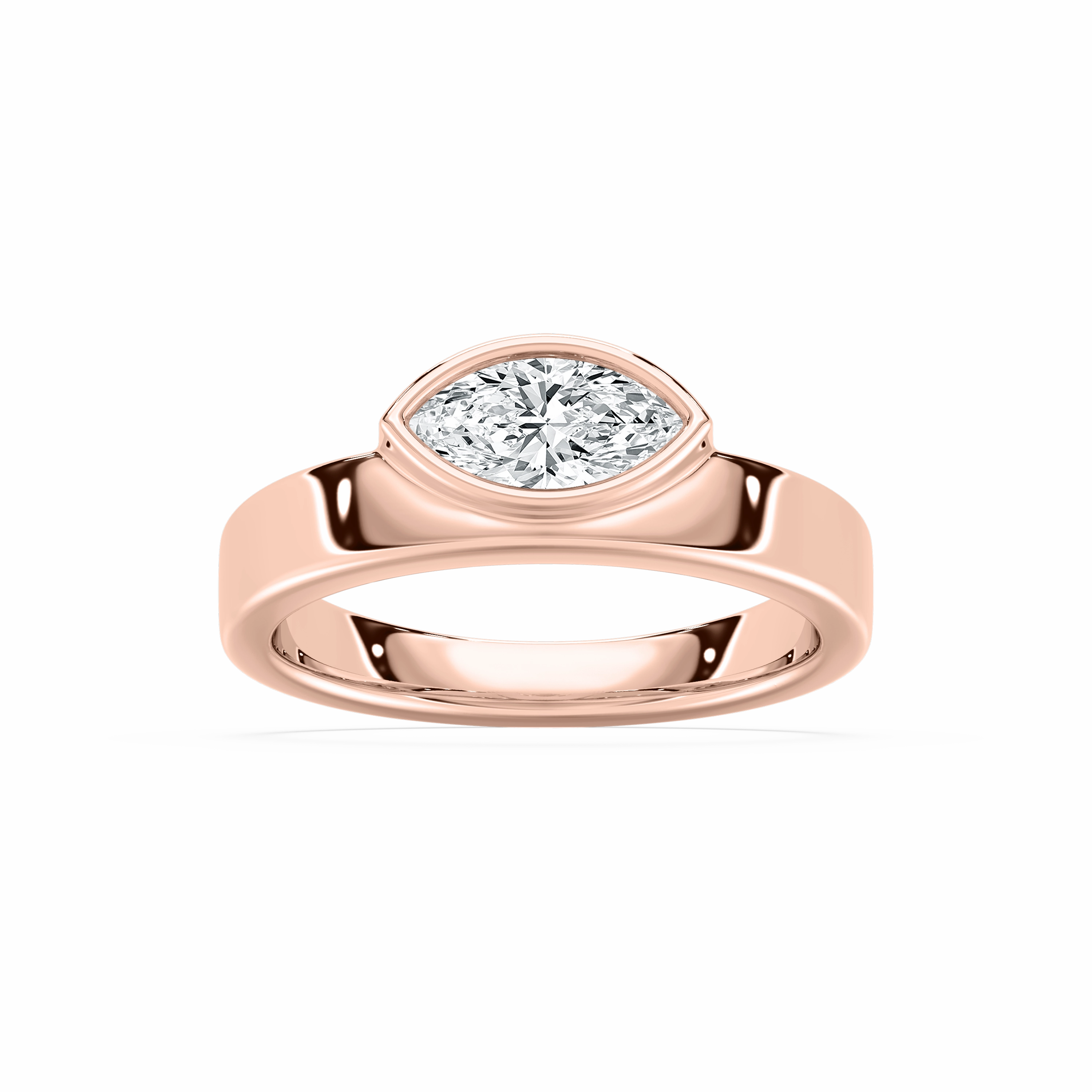 3/4 ctw Marquise Lab Grown Diamond Bezel Fashion Ring Gentle Design