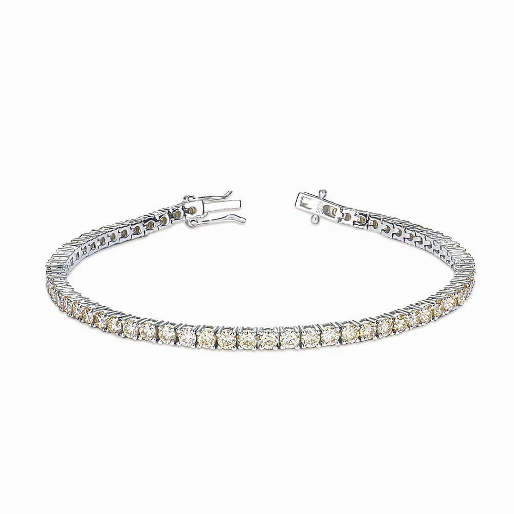 Deep Composites Classic Four Prong Champagne Moissanite Tennis Bracelet