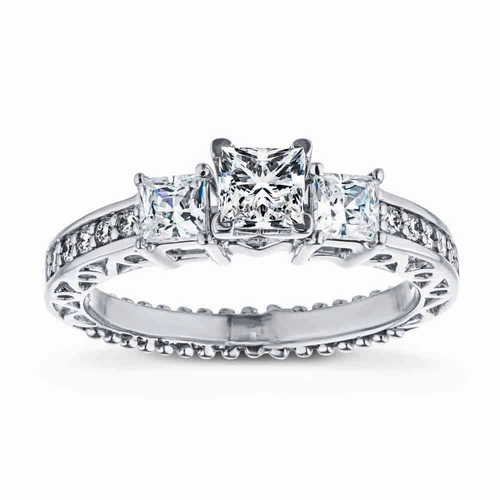 Julie Round Lab Grown Diamond Channel Three Stone Engagement Ring Modern Outfit Exclusive access