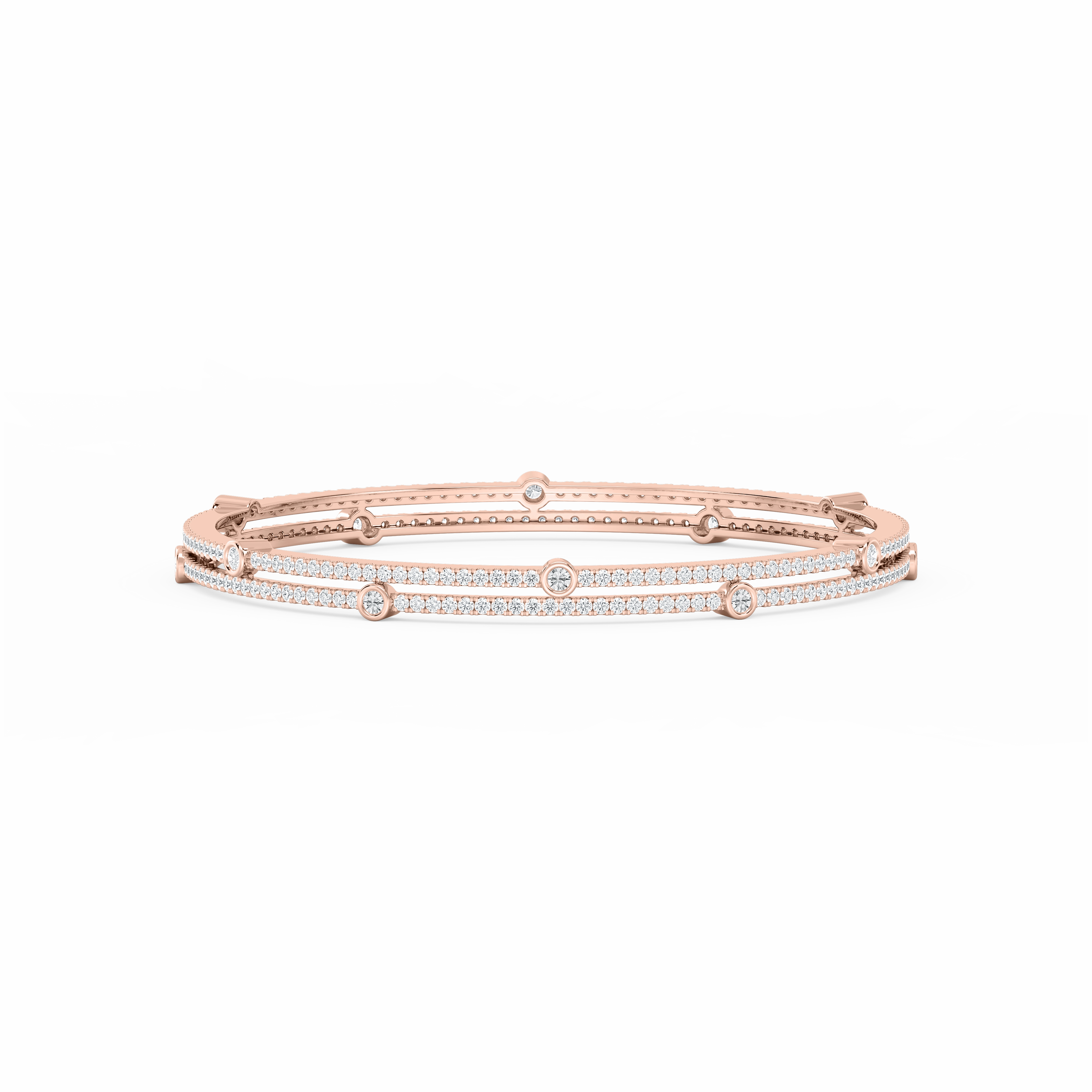 Design Pioneer Easy Composites 7 ctw Round Lab Grown Diamond Double Row Station Bangle Bracelet  - 7.25 Inches