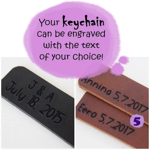 Personalized Compass Leather Keychain ~