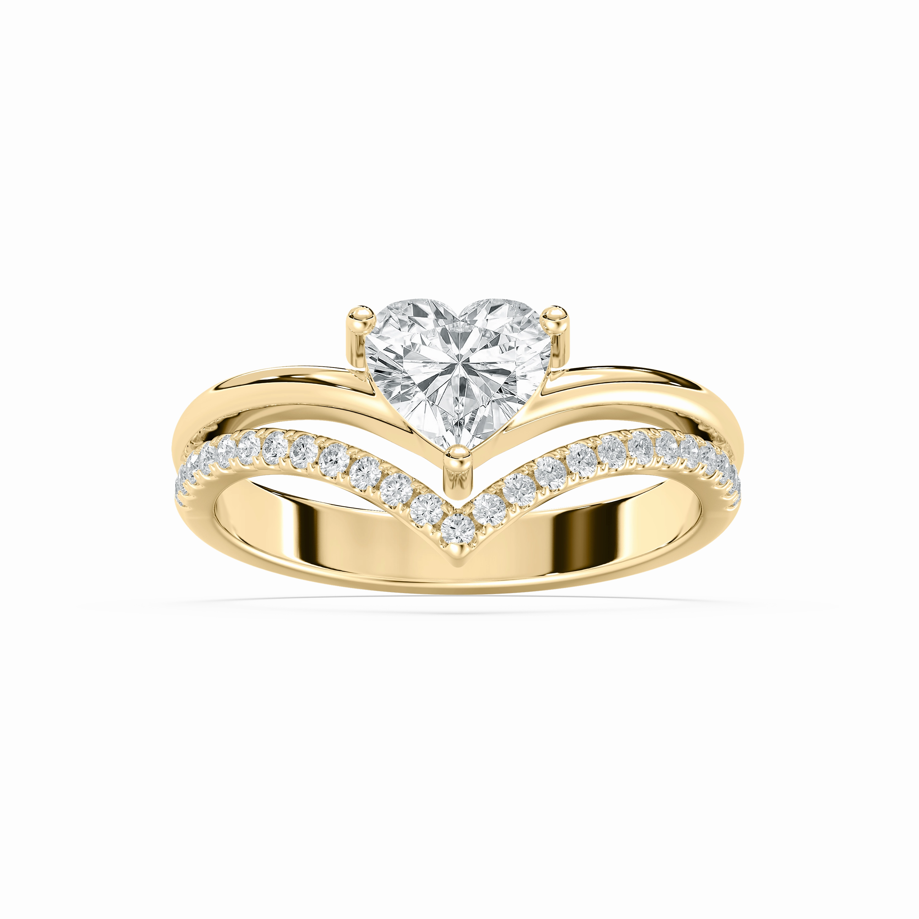 Expert Service Affordable Jewelry 1 ctw Heart and Round Lab Grown Diamond Chevron Double Row Promise Ring