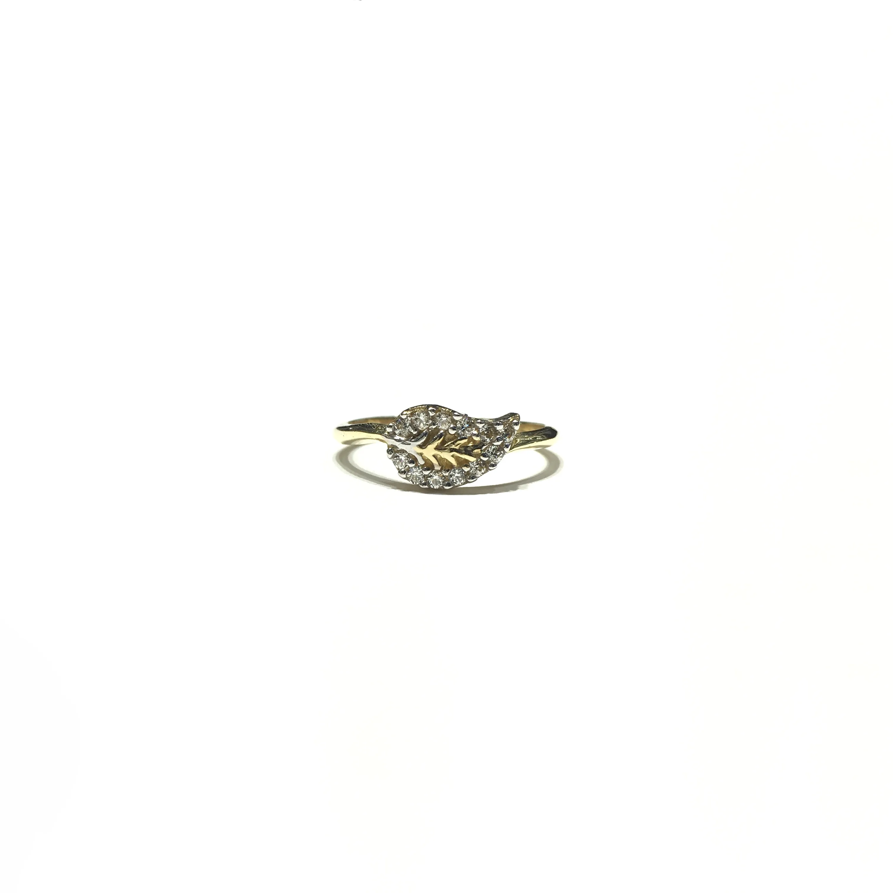 Petite Leaf CZ Ring (14K)
