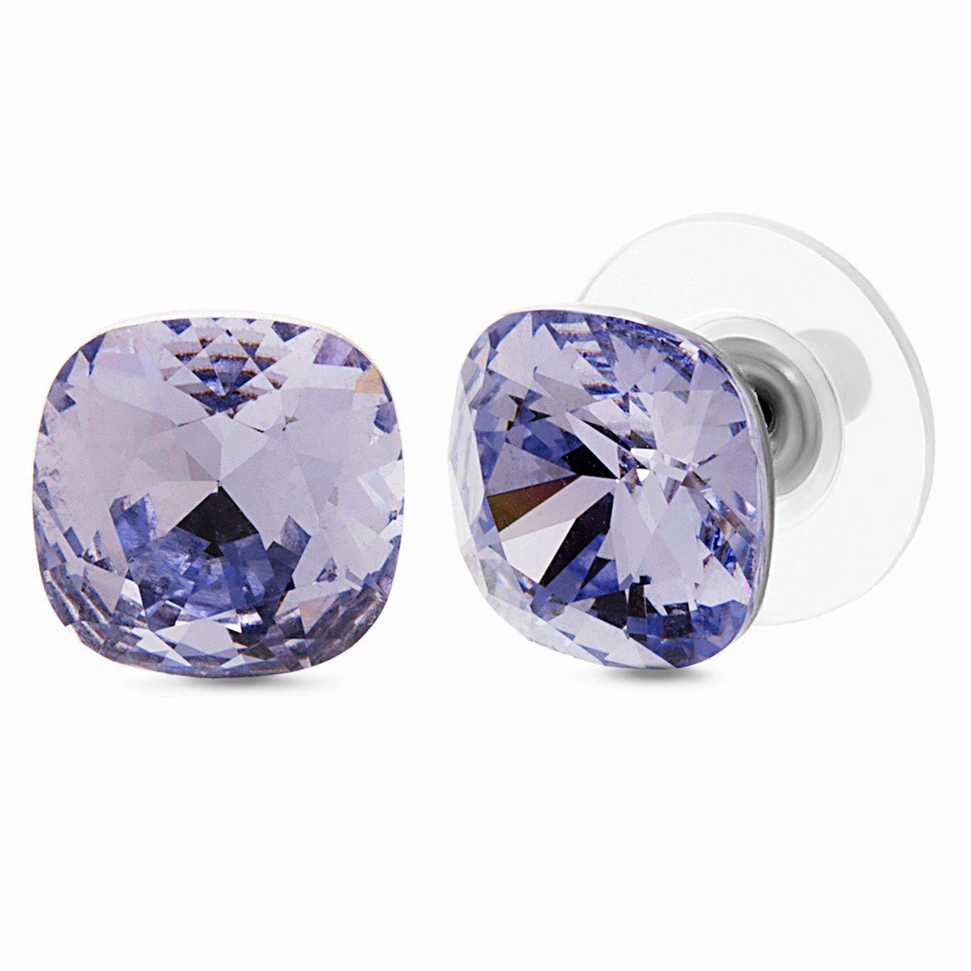 Bright Ornament Lesa Michele Cushion Stud Earrings in Stainless Steel made with Swarovski Crystals