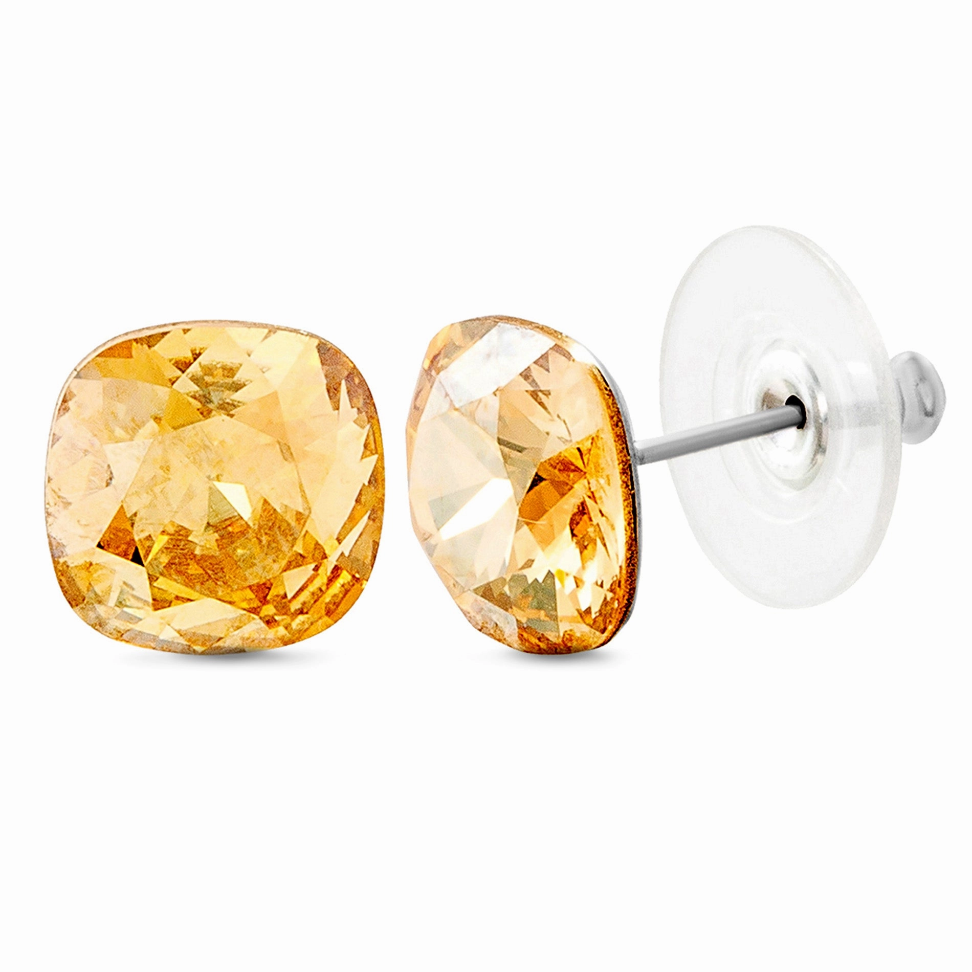 Brilliant Choice Lesa Michele Cushion Stud Earrings in Stainless Steel made with Swarovski Crystals