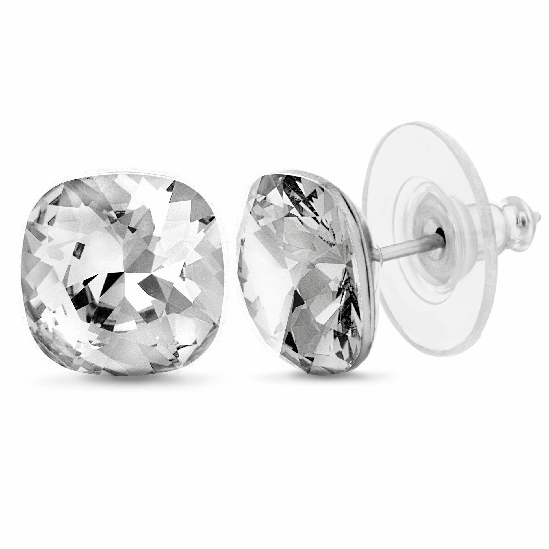 Lesa Michele Cushion Stud Earrings in Stainless Steel made with Swarovski Crystals Chic piece Unique Ornament