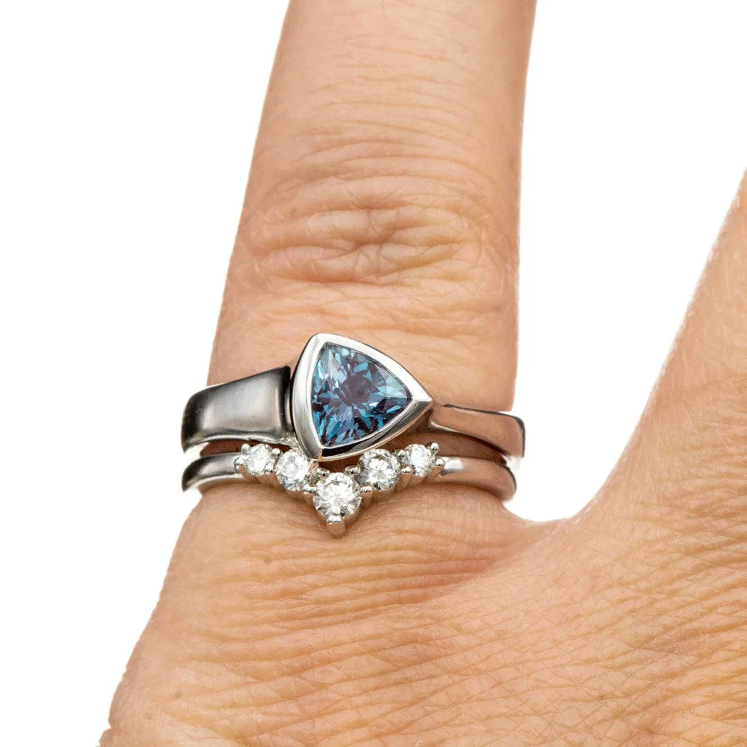 Phoebe Band -Graduated Diamond or Sapphire V-Shape Contoured Stacking Wedding Ring