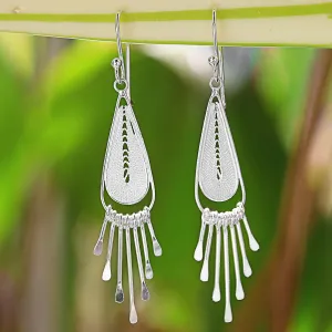 Piano Drops Sterling Silver Drop Filigree Chandelier Earrings Thailand