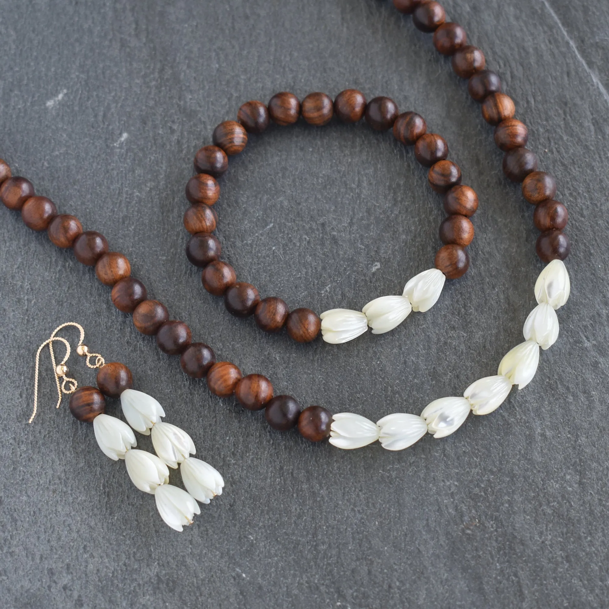 Pikake and Rosewood Necklace