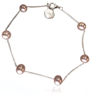 Pink Biwa Pearl & Silver Chain Bracelet