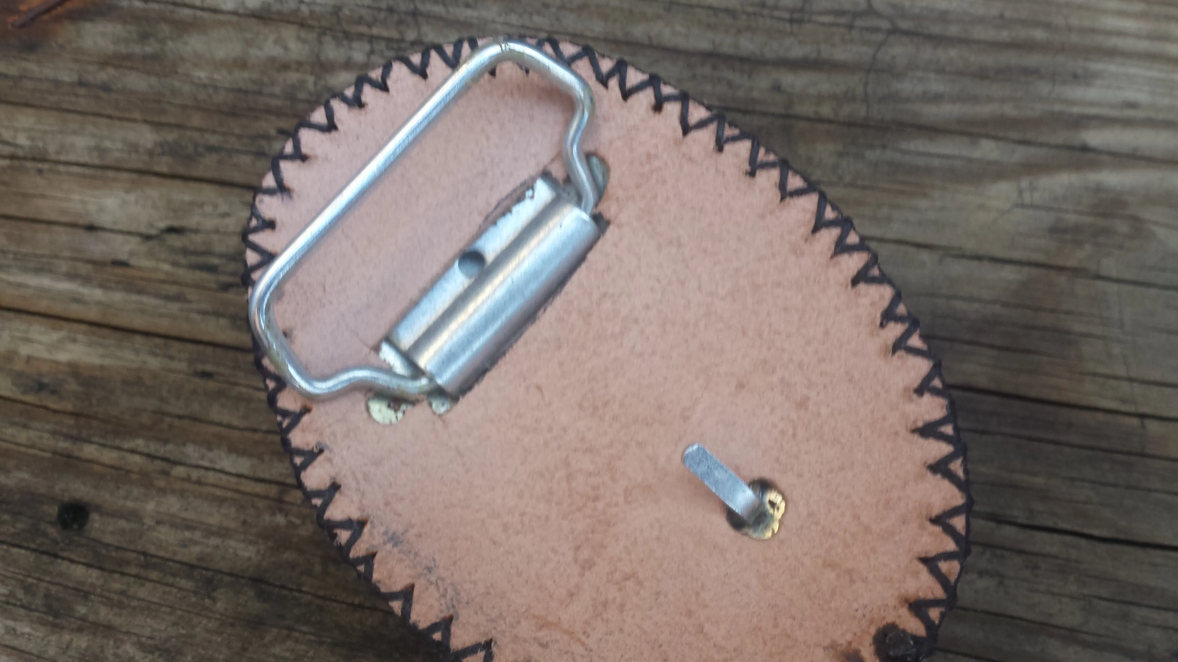 Pink Ostrich Print Leather Covered Belt Buckle Made in the USA perfect Gift for Cowgirl Cowboy
