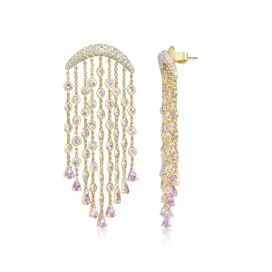 Pink Sapphire and Diamond Chandelier Earrings