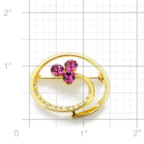 Pink Swirl Swarovski Crystal Pin Brooch