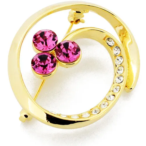 Pink Swirl Swarovski Crystal Pin Brooch