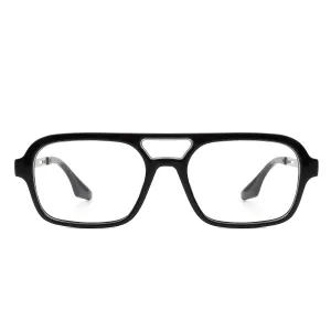 Plastic Aviator Sunglasses in Black with Clear Lenses