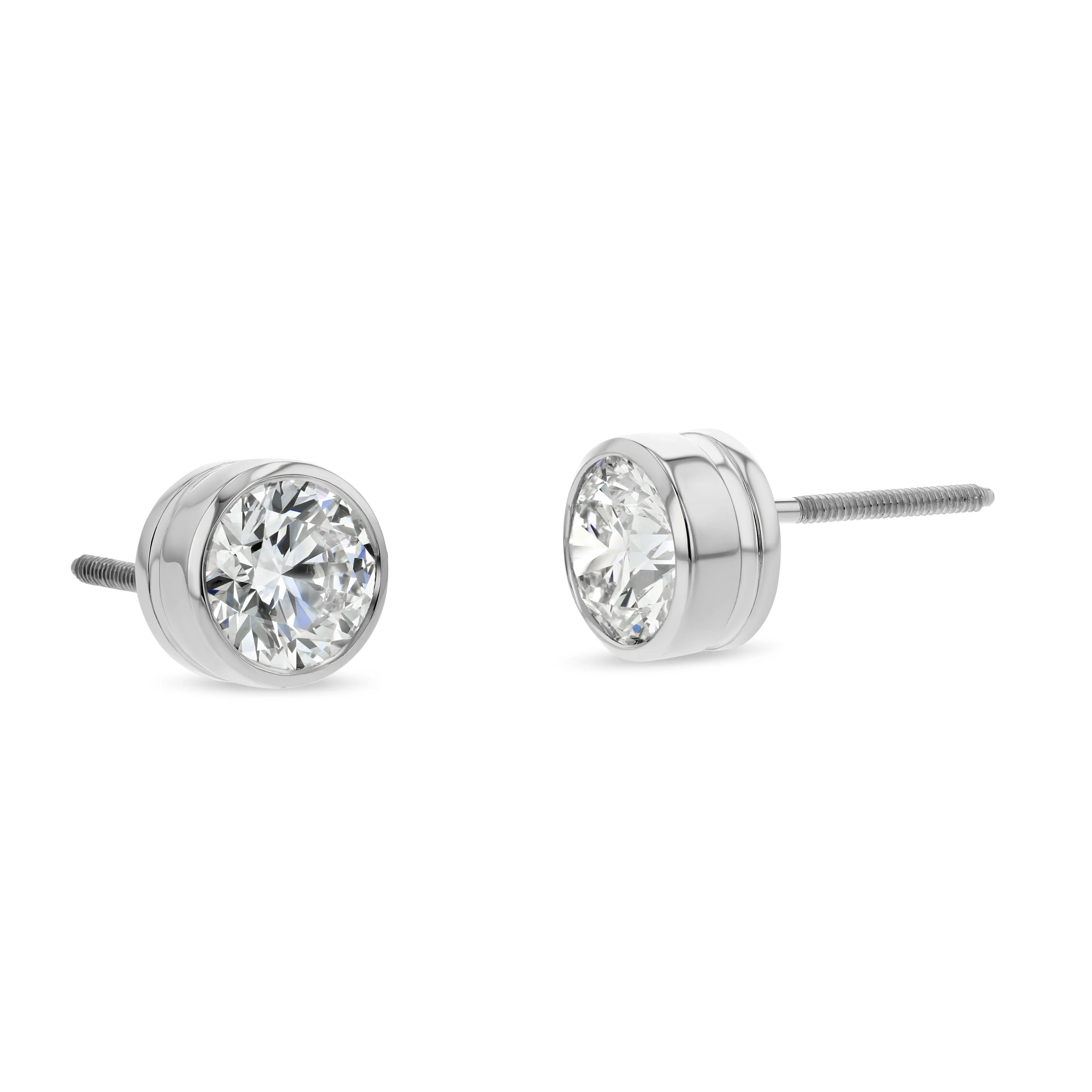 Platinum Bezel Set Round Brilliant Diamond Stud Earrings (0.75 Ct. T.w., Vs1-vs2 Clarity, F-g Color)